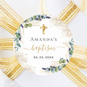 Eukalyptus-Glitzer Monogramm Runder Aufkleber