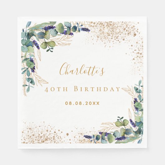 Eukalyptus-Glitzer Serviette (Vorderseite)