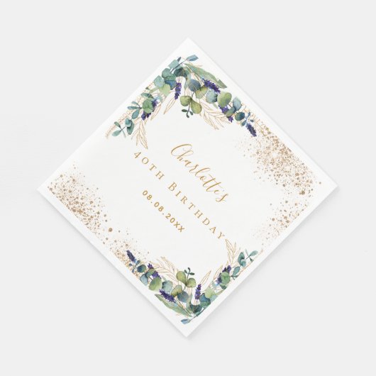 Eukalyptus-Glitzer Serviette (Ecke)