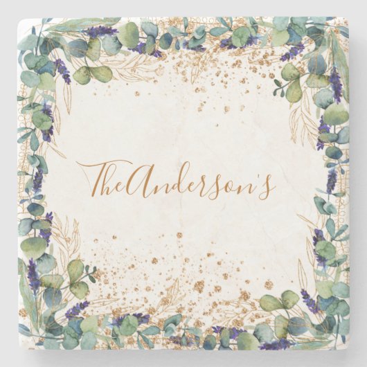 Eukalyptus-Glitzer Steinuntersetzer (Vorderseite)