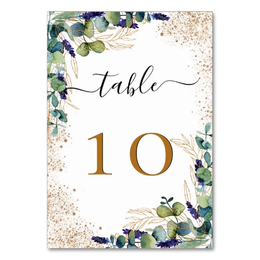 Eukalyptus-Glitzer Tischnummer (Vorderseite)