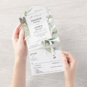 Eukalyptus Glow Gold Greenerity Wedding All In One Einladung (Abreißen)