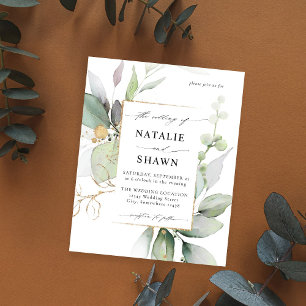 Eukalyptus Glow Gold Greenerity Wedding Flyer