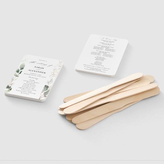 Eukalyptus Glow Gold Greenerity Wedding Program Fächer (Non-assembled)