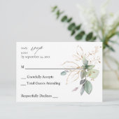 Eukalyptus Glow Gold Greenery 2 t lä UAWG RSVP Karte (Stehend Vorderseite)