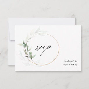 Eukalyptus Glow Gold Greenery 2 w Meal RSVP Card
