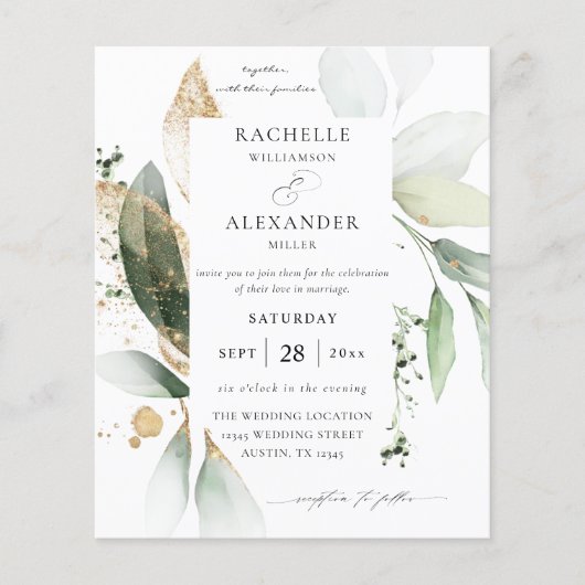 Eukalyptus Glow Gold Greenery 2 Wedding Flyer (Vorne)