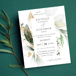 Eukalyptus Glow Gold Greenery 2 Wedding Flyer