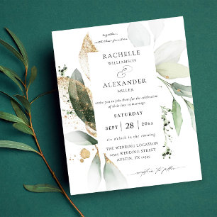 Eukalyptus Glow Gold Greenery 2 Wedding Flyer