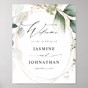 Eukalyptus Glow Gold Greenery Begrüßung Plakat 2