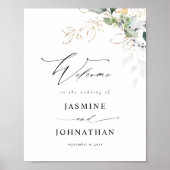 Eukalyptus Glow Gold Greenery Begrüßung Plakat 4 (Vorne)