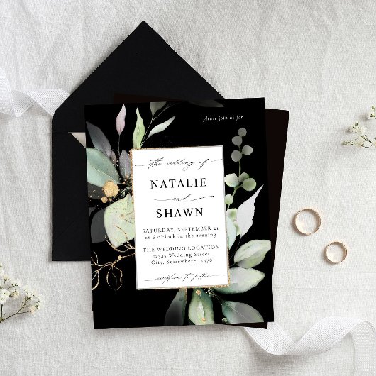 Eukalyptus Glow Gold Greenery Wedding Black
