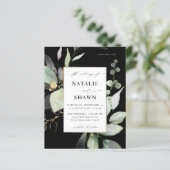 Eukalyptus Glow Gold Greenery Wedding Black (Stehend Vorderseite)