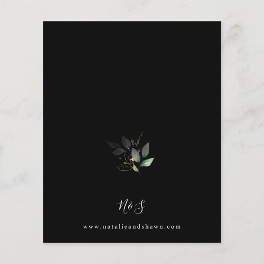 Eukalyptus Glow Gold Greenery Wedding Black Flyer (Hinten)