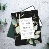 Eukalyptus Glow Gold Greenery Wedding Black Flyer