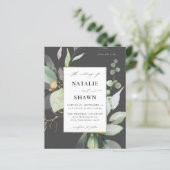 Eukalyptus Glow Gold Greenery Wedding Gray (Stehend Vorderseite)