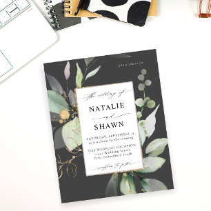 Eukalyptus Glow Gold Greenery Wedding Gray Flyer