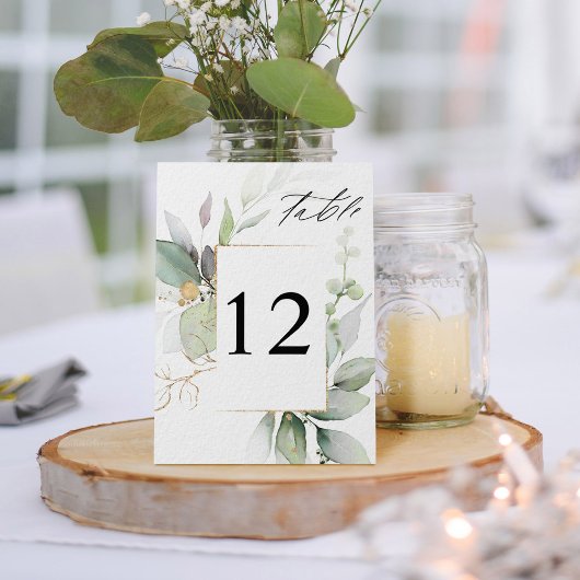 Eukalyptus Glow & Gold Tischnummer