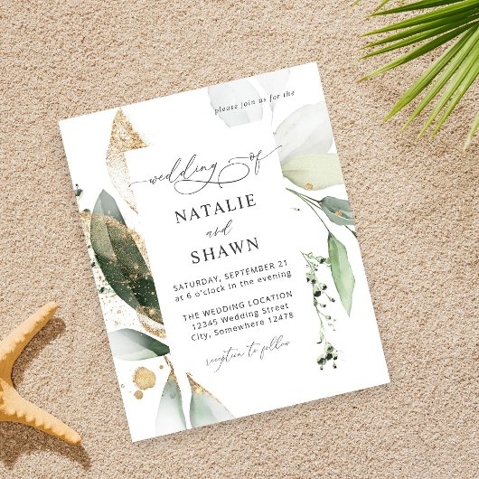 Eukalyptus Glow Gold Wedding Flyer
