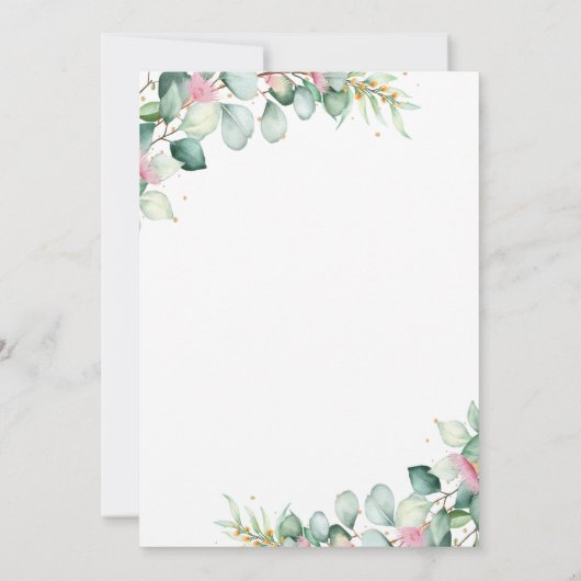 Eukalyptus Glow Greenery Moderne Hochzeitseinladun Einladung (Rückseite)