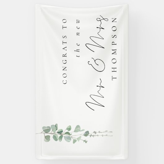 Eukalyptus-Glückwunsch an die Neue Frau Name Weddi Banner (Vertikal)