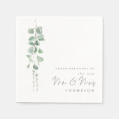 Eukalyptus-Glückwunsch Aquarellfarbe Neuen Namen Serviette (Vorderseite)