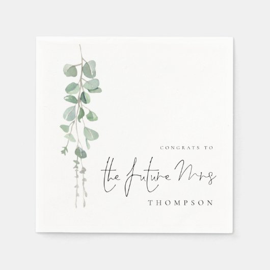 Eukalyptus-Glückwunsch für Wasserfarbe - Zukunft N Serviette (Vorderseite)
