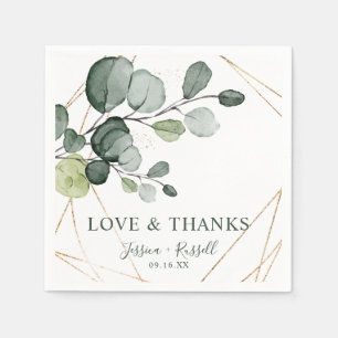Eukalyptus Gold Abstrakt Liebe und Dank Papier Serviette