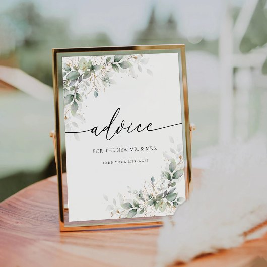 Eukalyptus Gold Adress Sign Sockelschild