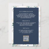 Eukalyptus Gold Ampersand QR Code Navy Hochzeit Einladung (Rückseite)