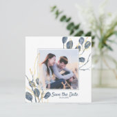 Eukalyptus & Gold Aquarellgarten Save the Date Einladung (Stehend Vorderseite)