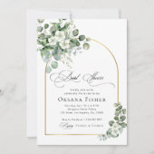 Eukalyptus-Gold-Arch-Chic-Brautparty Einladung (Vorderseite)