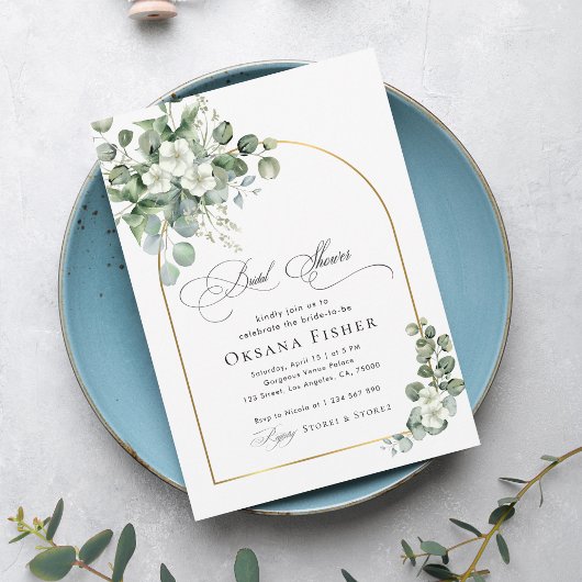 Eukalyptus-Gold-Arch-Chic-Brautparty Einladung