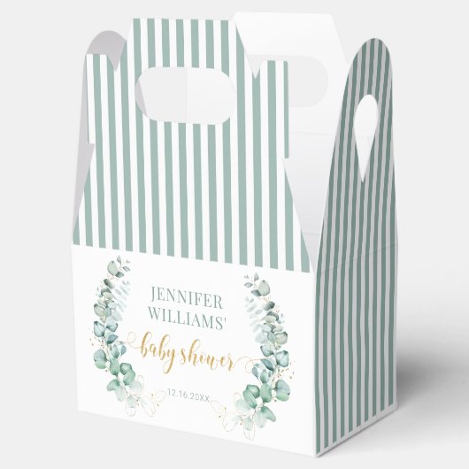 Eukalyptus gold Baby Dusche Danke für die Bevormun Geschenkschachtel (Geöffnet)