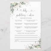 Eukalyptus Gold Baby Shower Predictions Card (Vorderseite)