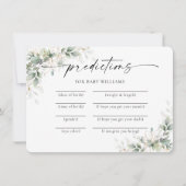 Eukalyptus Gold Baby Shower Predictions Card Einladung (Vorderseite)