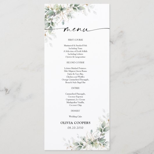 Eukalyptus Gold Baby Showmenü Menükarte (Vorderseite)