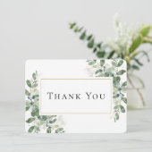 Eukalyptus Gold Beileid Beerdigung Dankeskarte (Stehend Vorderseite)