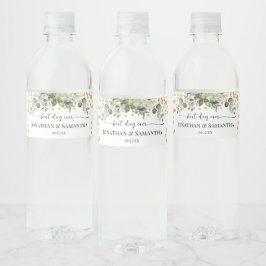 Eukalyptus Gold Best Day Ever Wedding Wasserflaschenetikett