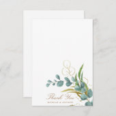 Eukalyptus gold Blätter Hochzeit danke Karte (Vorne/Hinten)