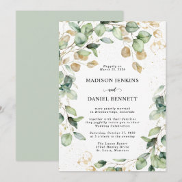 Eukalyptus-Gold-Blätter Hochzeit Einladung
