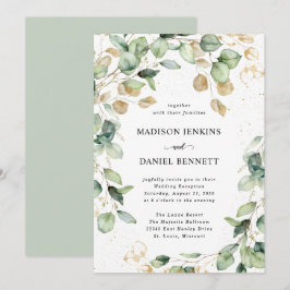 Eukalyptus-Gold-Blätter Hochzeit Einladung