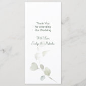 Eukalyptus Gold-Blätter Hochzeitmenü Menükarte (Rückseite)