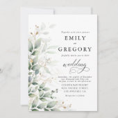 Eukalyptus Gold Blumengrün Einladung zur Hochzeit (Vorderseite)