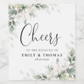 Eukalyptus Gold Blumengrün Hochzeitweilige Weinkul Weinetikett (Einzelnes Label)