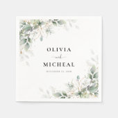 Eukalyptus Gold Blumengrün Wedding Napkins Serviette (Vorderseite)