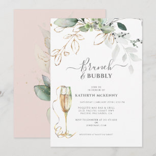 Eukalyptus Gold Blush Pink Brautparty Einladung