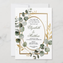 Eukalyptus-Gold-Botanikkranz-Hochzeitseinladung