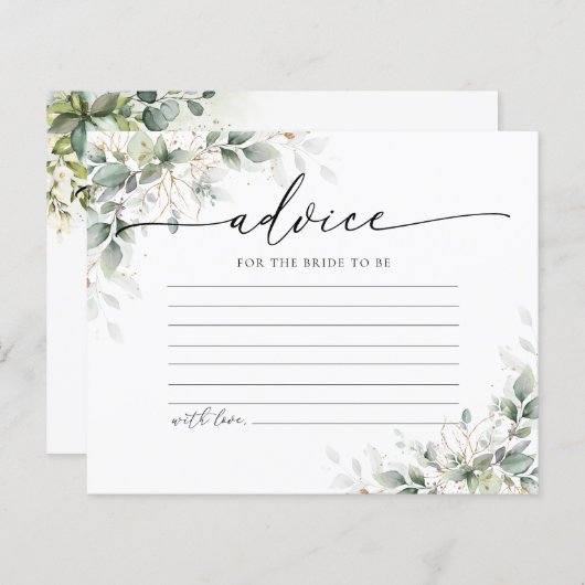 Eukalyptus Gold Brautparty Advisor Card (Vorne/Hinten)