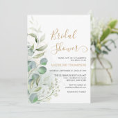Eukalyptus Gold Brautparty Einladung (Stehend Vorderseite)